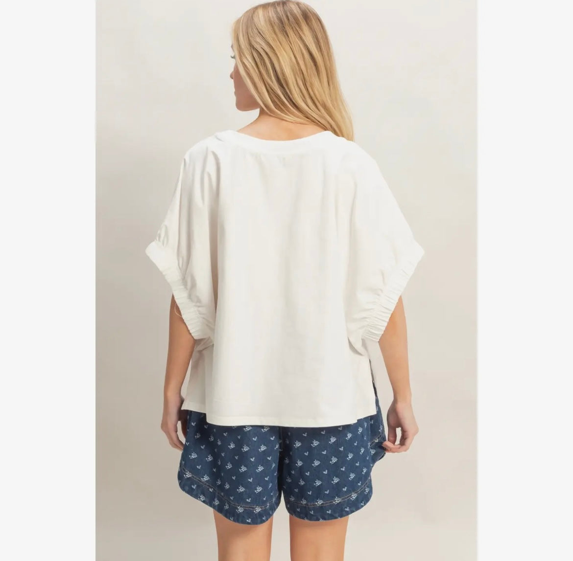 Cotton Boat Neck Dolman Top | Off Shoulder Flutter Sleeve Blouse