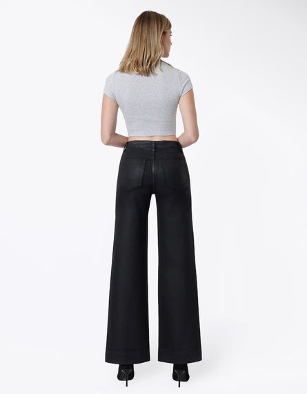 Vervet, Black coated High Rise wide leg jeans
