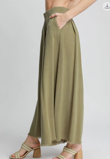 Cotton and Linen Blend Wide Leg Palazzo Pants