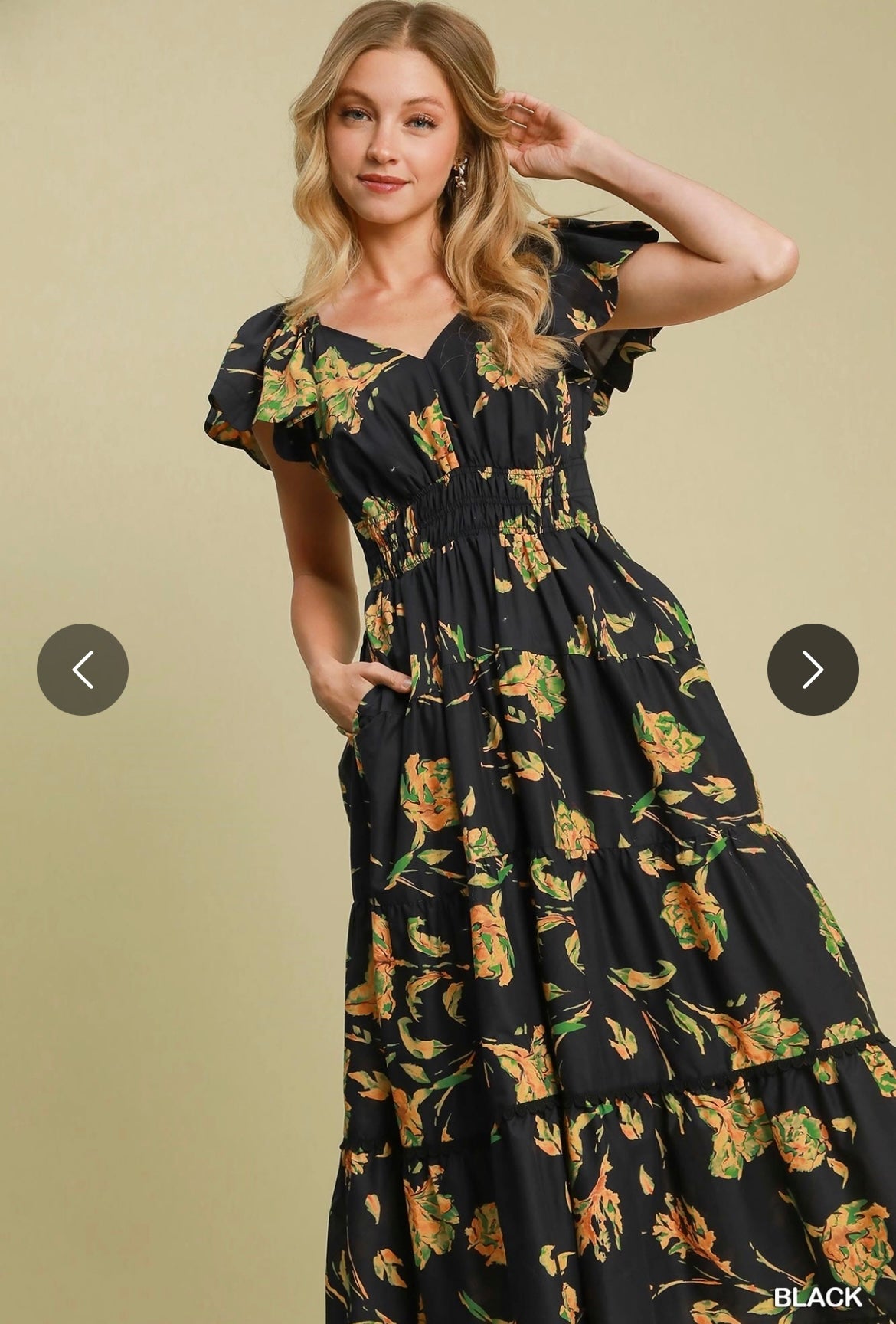 Midnight Garden Tiered Midi Dress