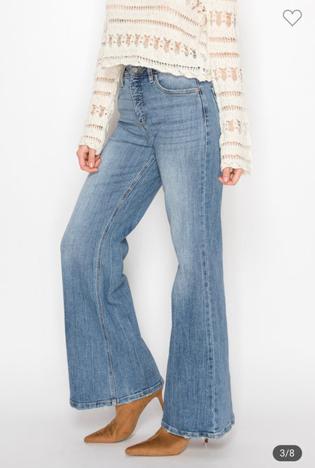 Millie, High rise tummy control wide leg jean