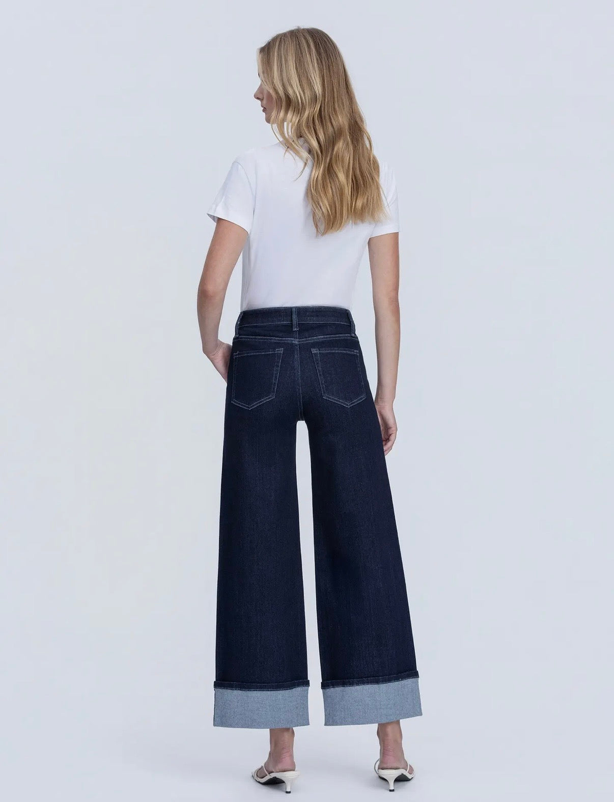 Vervet by Flying Monkey, High Rise Dark Wash Cuffed Ankle Wide Leg Jeans
