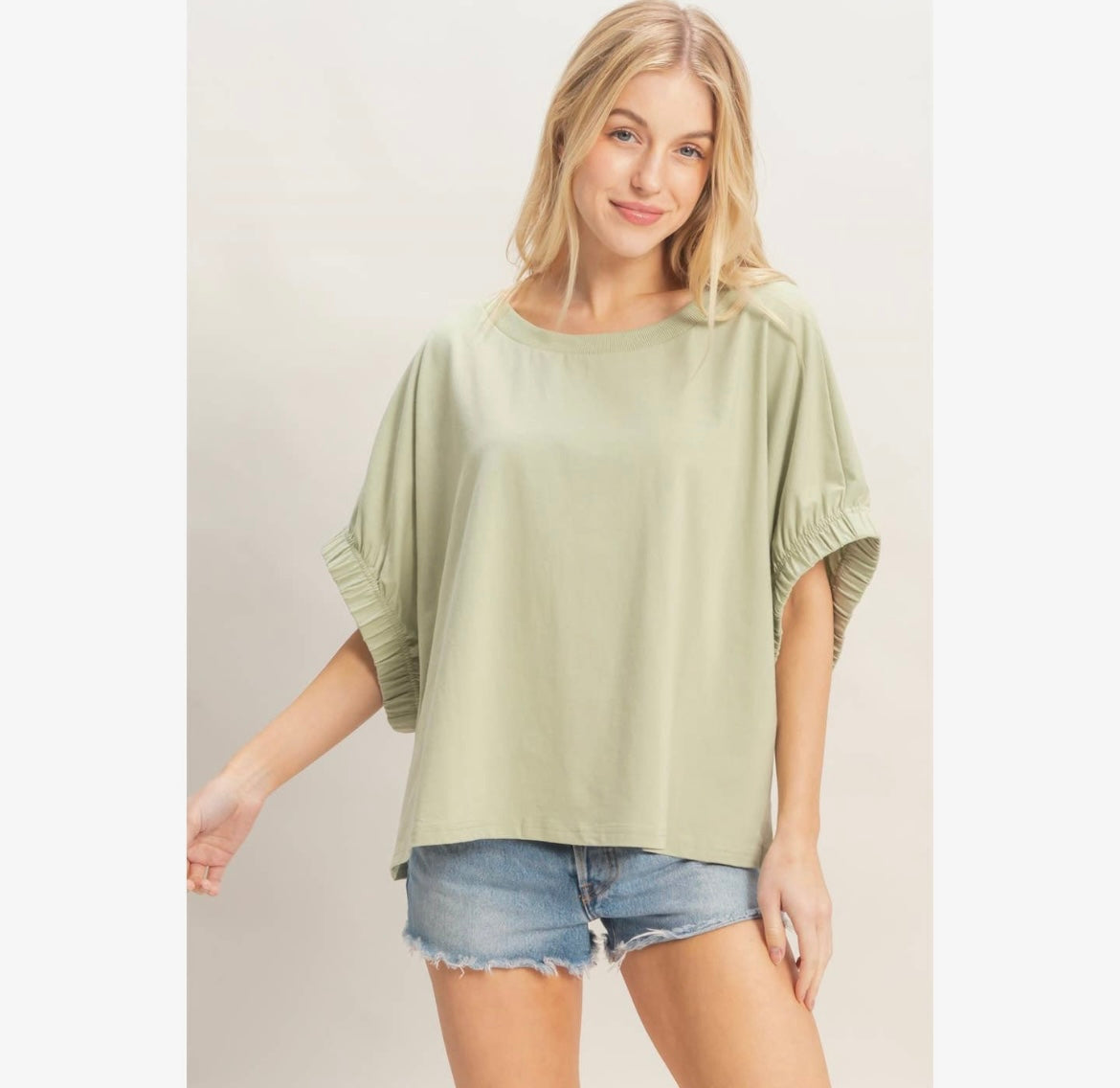 Cotton Boat Neck Dolman Top | Off Shoulder Flutter Sleeve Blouse