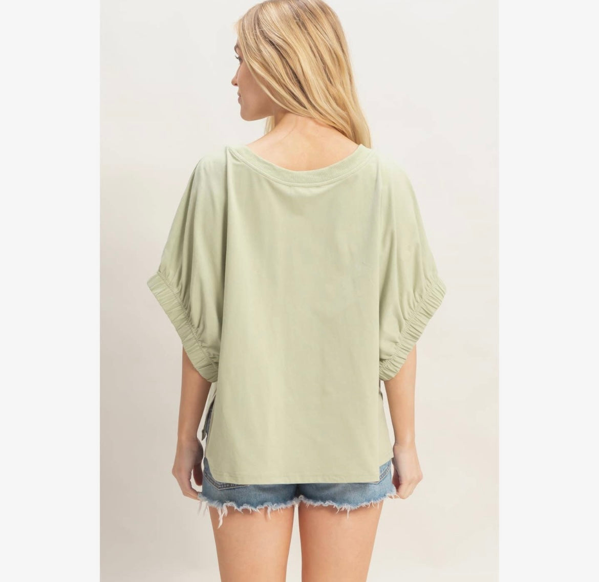 Cotton Boat Neck Dolman Top | Off Shoulder Flutter Sleeve Blouse