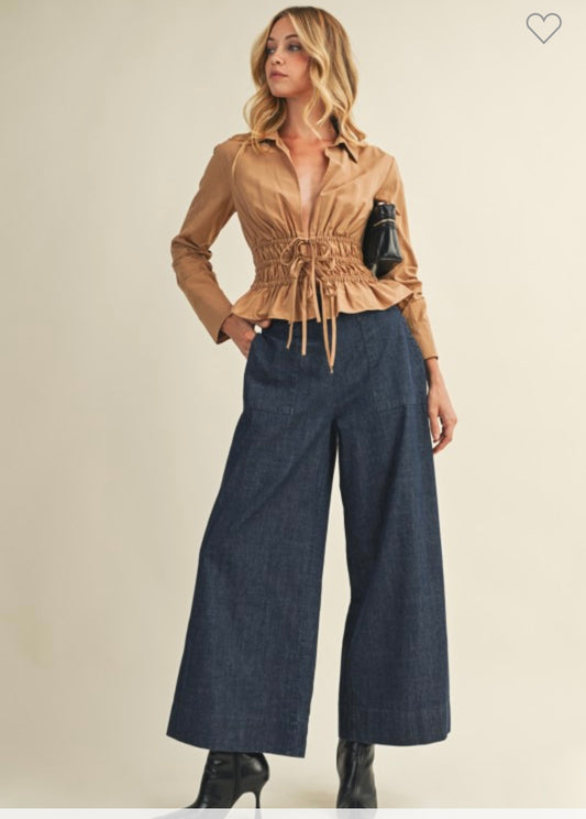 The Vogue, high rise denim gaucho pant
