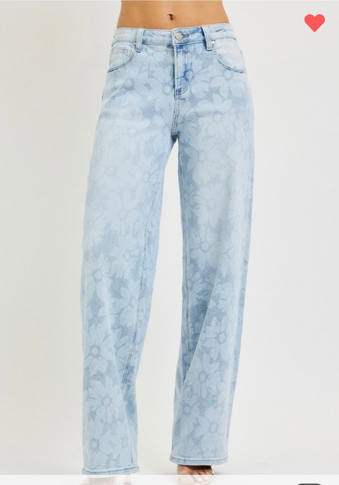 Blue Bloom Wide Leg Floral Denim Jeans – High Rise Statement Spring Jeans