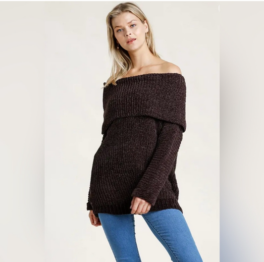 Fireside flirt, fold over off the shoulder sweater