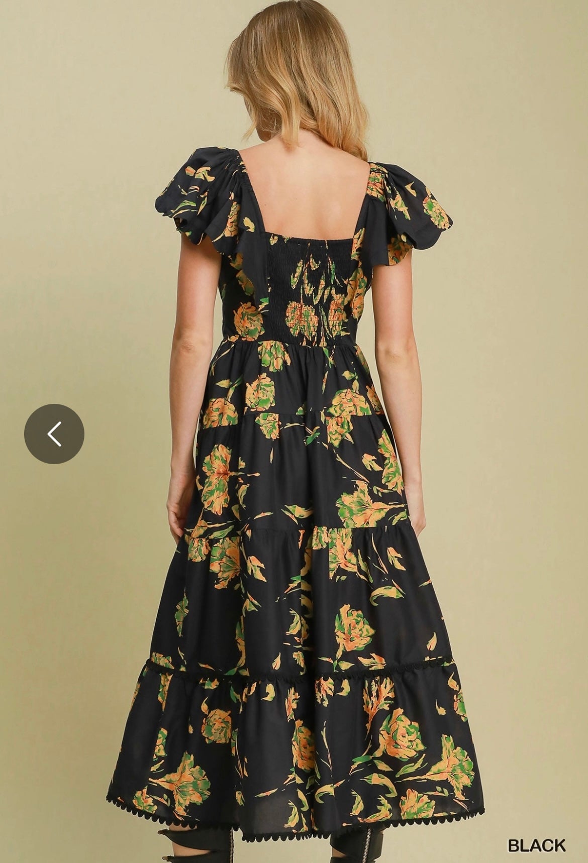 Midnight Garden Tiered Midi Dress