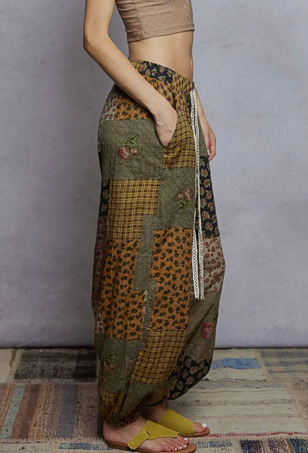 Wild Child, Multi Print patchwork joggers