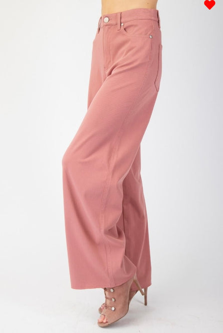 Soft Mauve, brushed wide leg pants