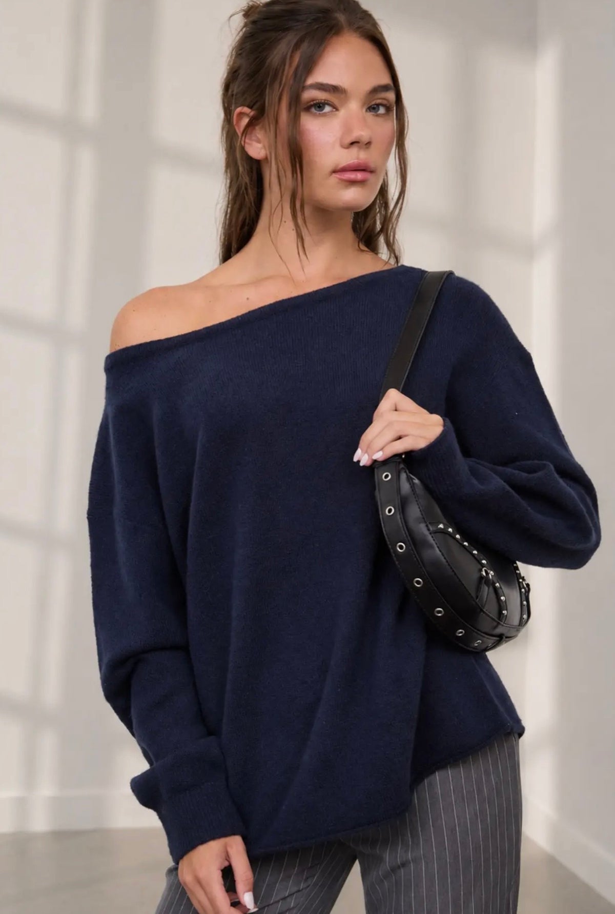 Effortless Oversized Boat Neck Sweater