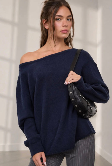 Effortless Oversized Boat Neck Sweater
