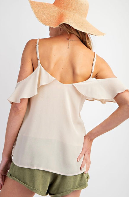 The Effortless Ruffle Cold Shoulder Blouse