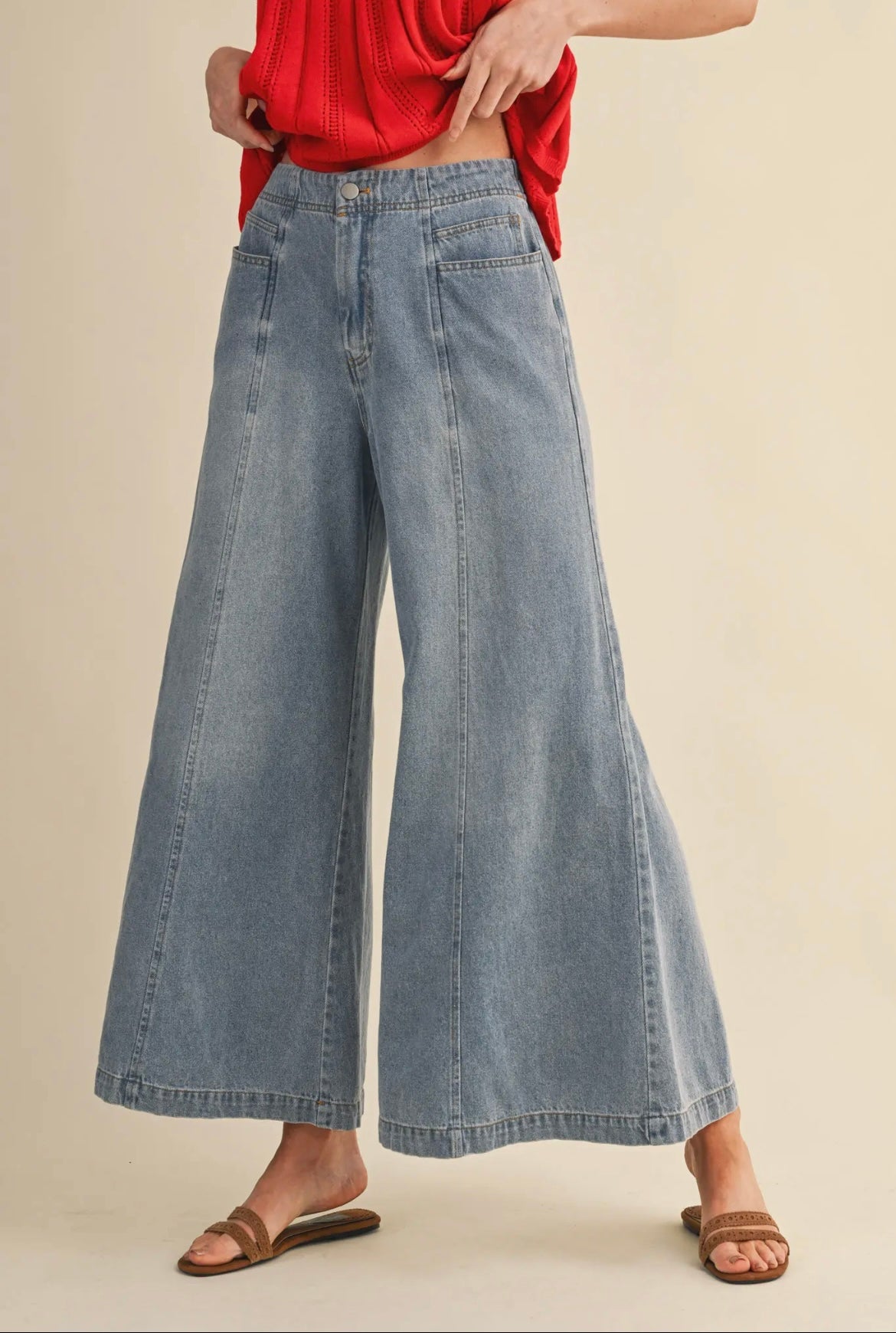 Vintage Wash Wide Leg Jeans