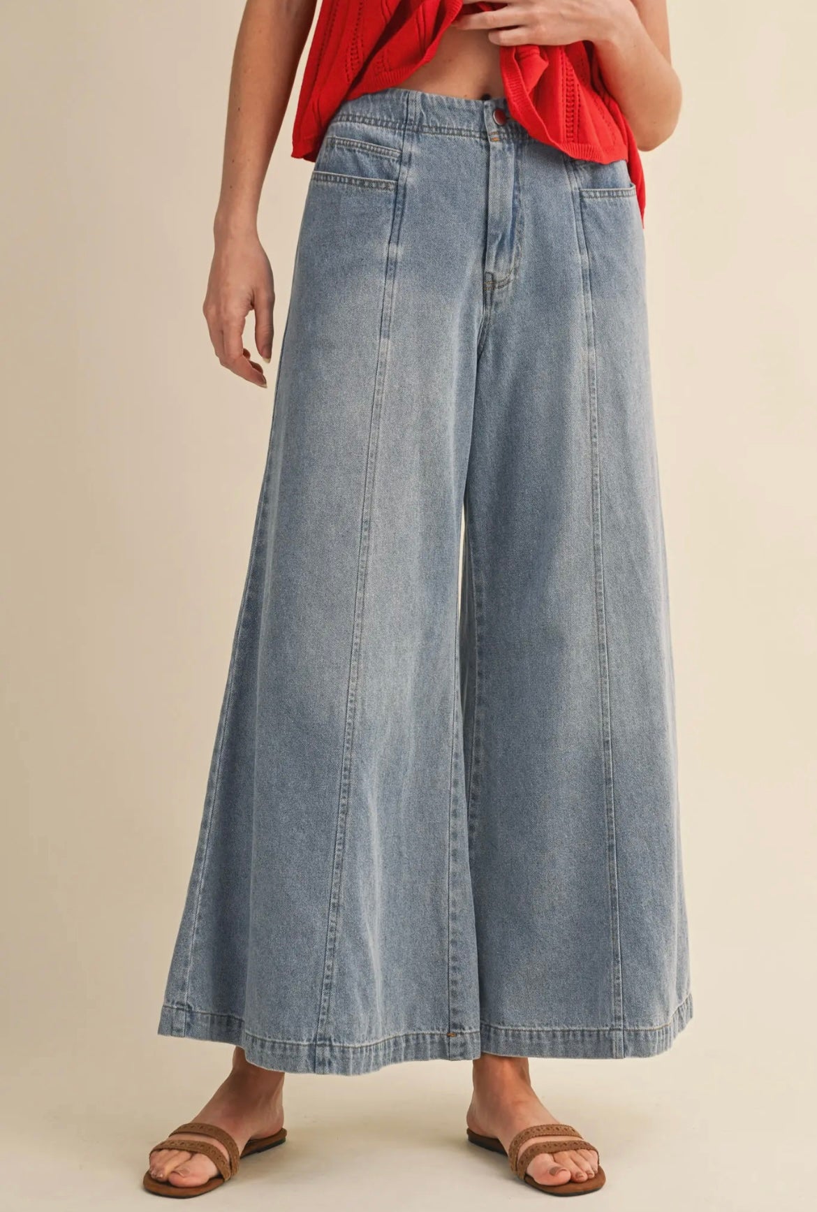 Vintage Wash Wide Leg Jeans