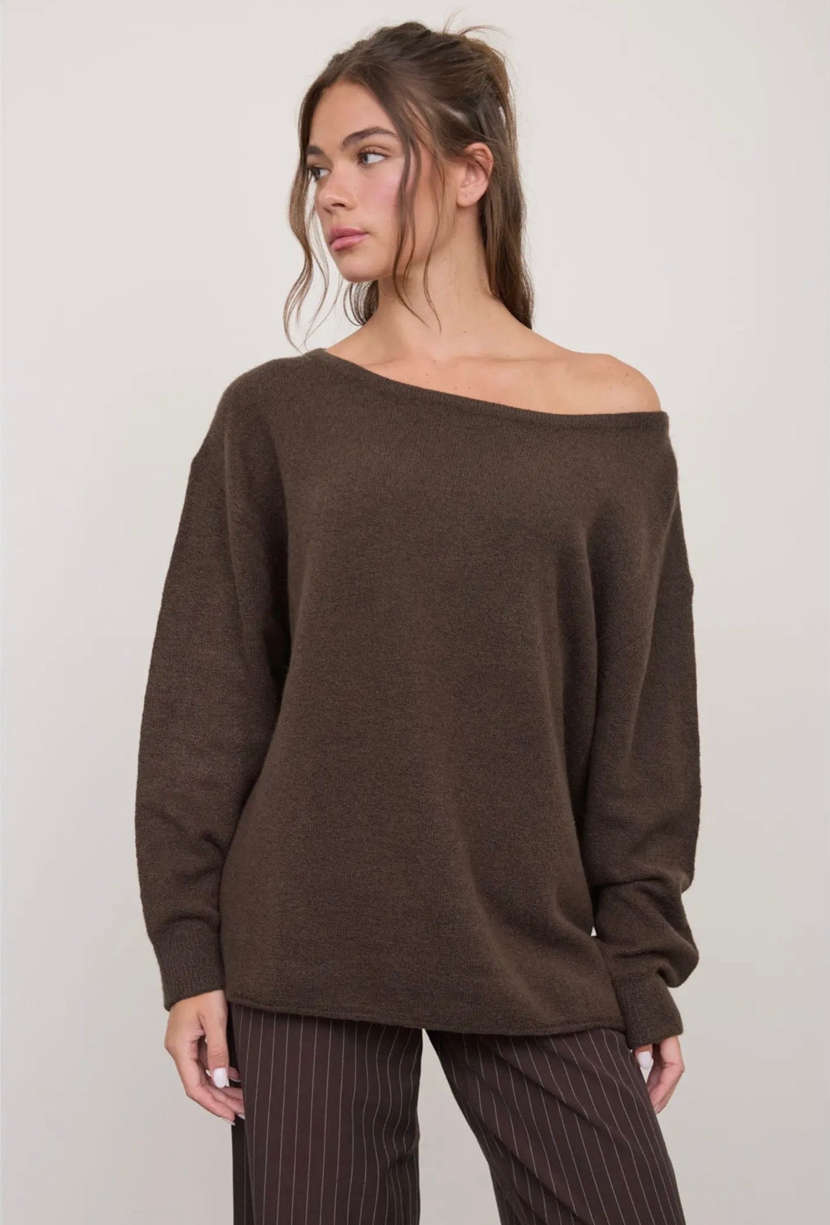 Effortless Oversized Boat Neck Sweater