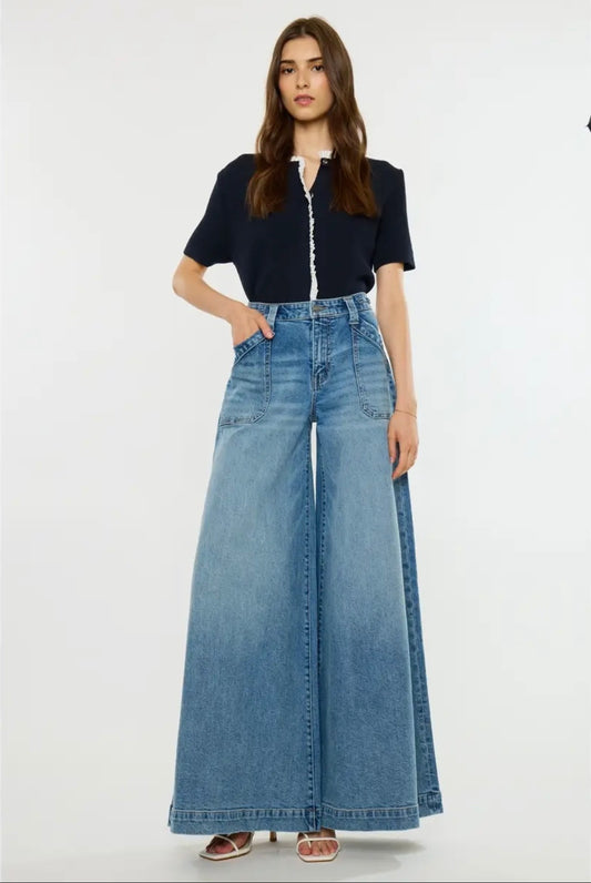 Kancan, High Rise Endless Wide Leg Palazzo Jeans