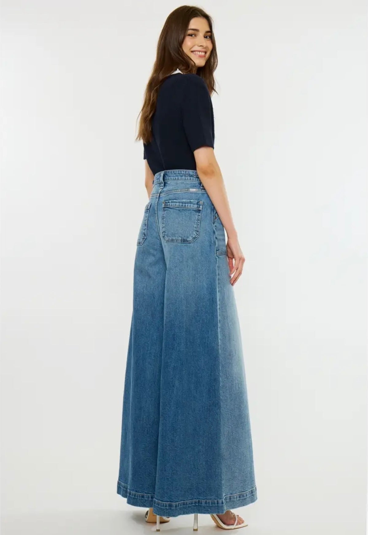 Kancan, High Rise Endless Wide Leg Palazzo Jeans