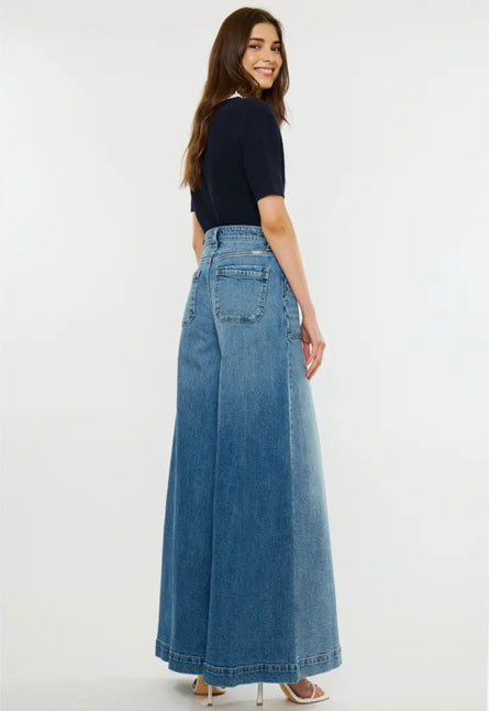 Kancan, High Rise Endless Wide Leg Palazzo Jeans