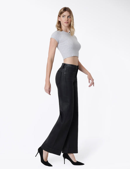 Vervet, Black coated High Rise wide leg jeans