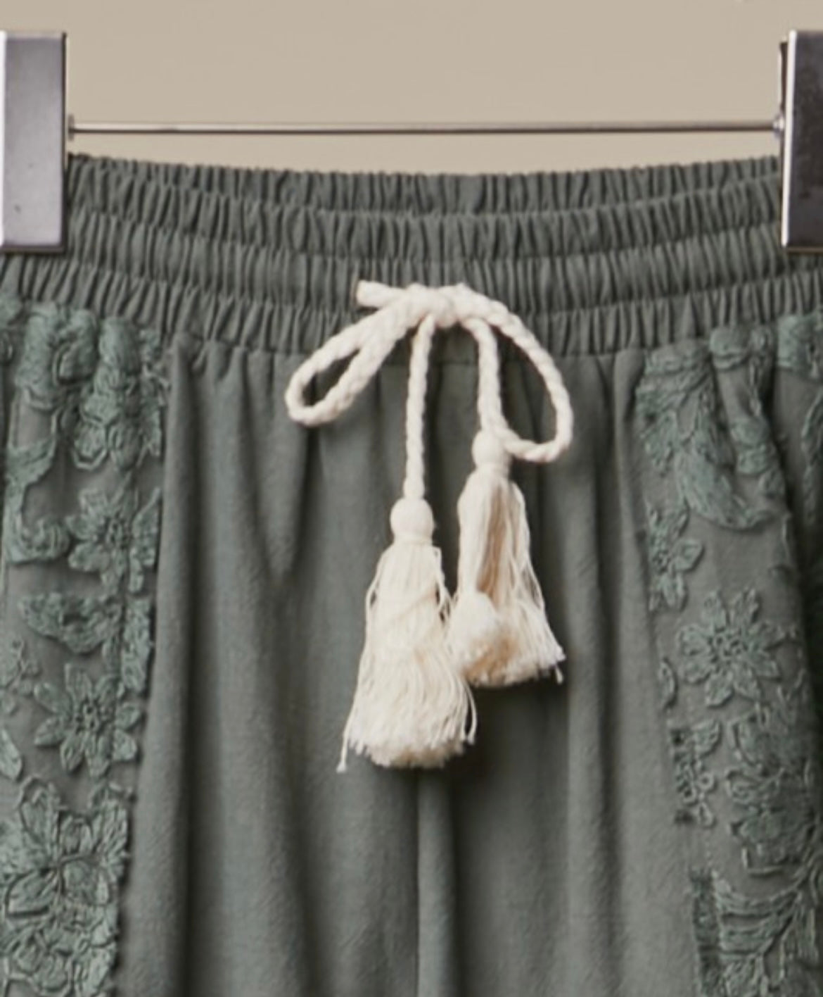 Lace Accent Patchwork Crochet Harem Jogger Pants
