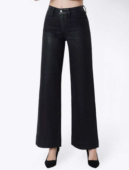 Vervet, Black coated High Rise wide leg jeans