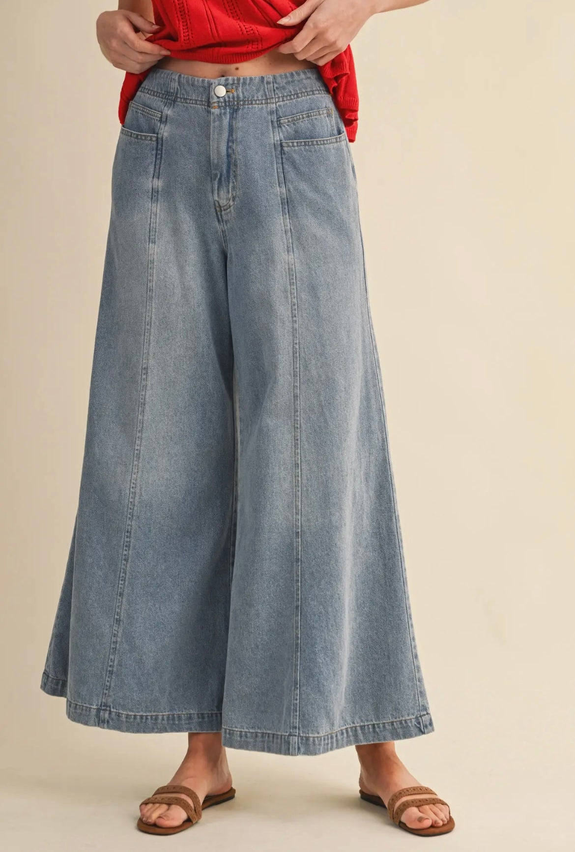 Vintage Wash Wide Leg Jeans