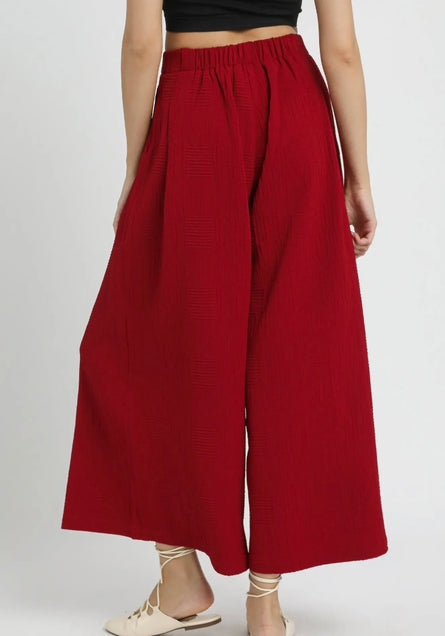 Crimson textured Palazzo Pants
