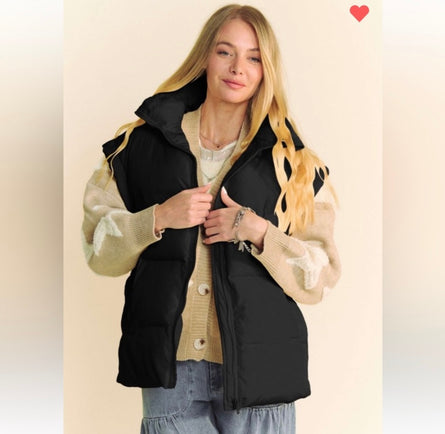 Oversized elongated sleeve warm puffer vest