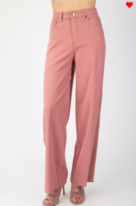 Soft Mauve, brushed wide leg pants