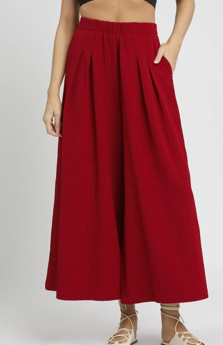Crimson textured Palazzo Pants