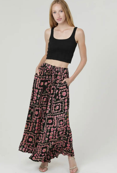 Pink Rose, Boho Flowy palazzo pants