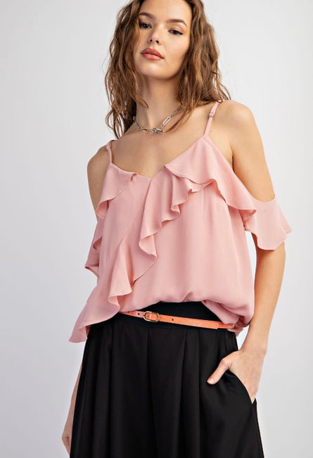 The Effortless Ruffle Cold Shoulder Blouse