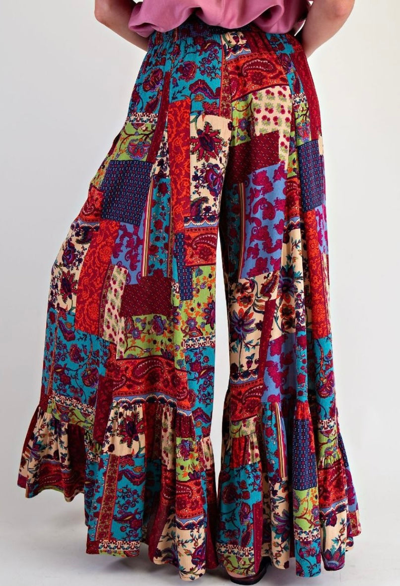 The Boho Patchwork Palazzo Pants