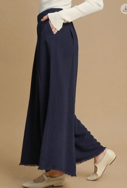 Cotton and Linen Blend Wide Leg Palazzo Pants