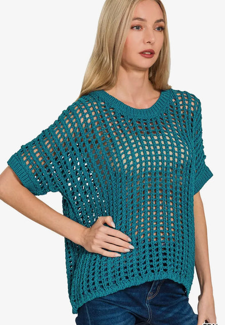 Seaside Drift Open Knit Sweater