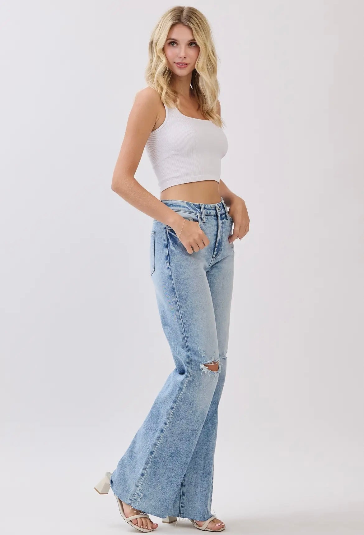 Petra153 Vintage Wash Stretch Flare Jeans