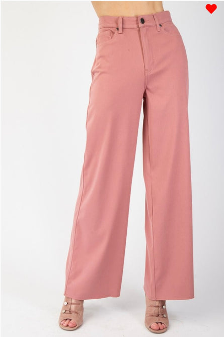 Soft Mauve, brushed wide leg pants
