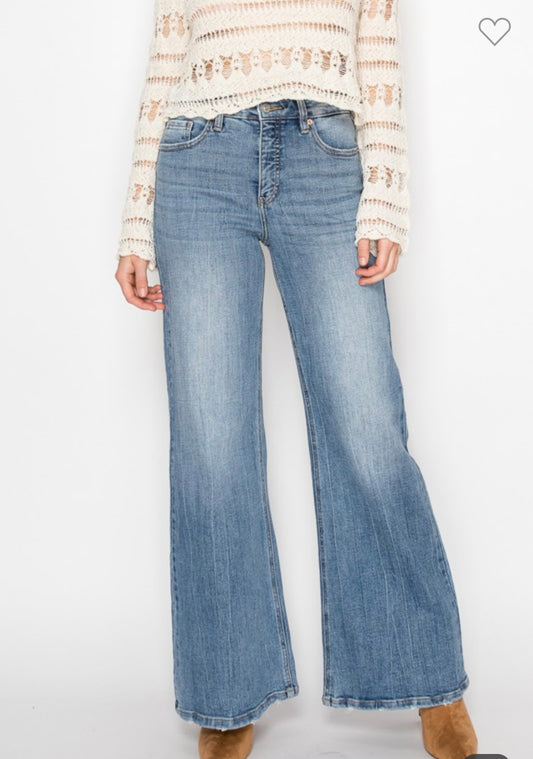 Millie, High rise tummy control wide leg jean