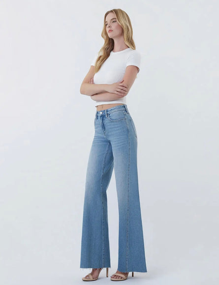 High Rise twisted seam wide leg jeans