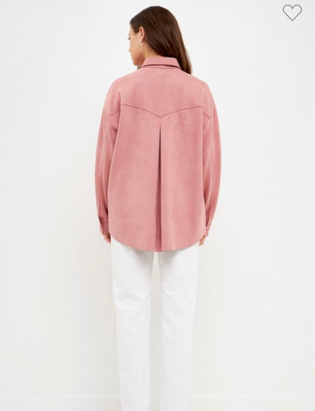 Blush Pink Button-Down Pocket Blouse