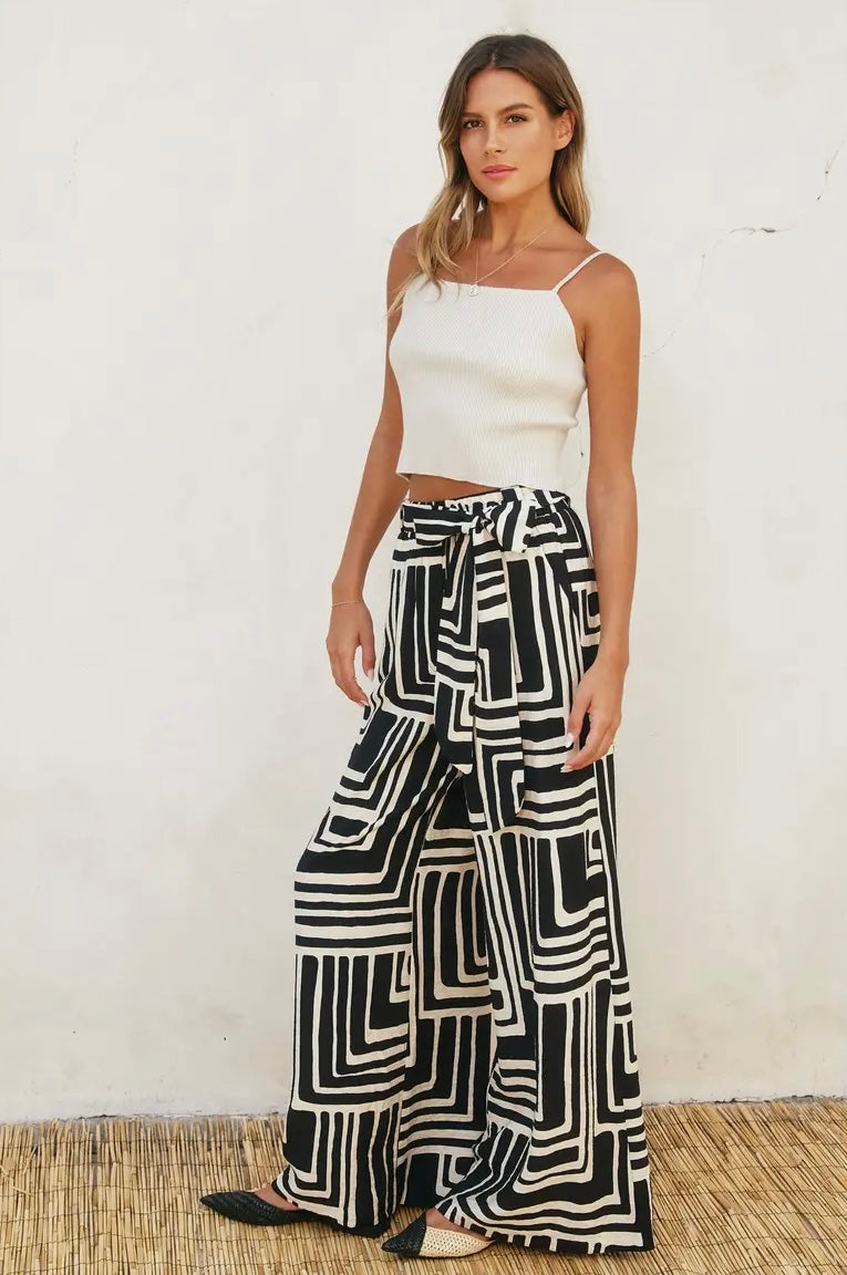 Monaco Maze Wide Leg Palazzo Pants