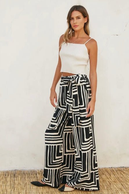 Monaco Maze Wide Leg Palazzo Pants