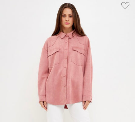 Blush Pink Button-Down Pocket Blouse