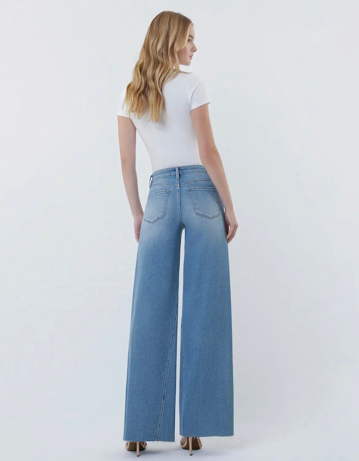 High Rise twisted seam wide leg jeans