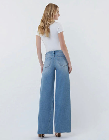 High Rise twisted seam wide leg jeans