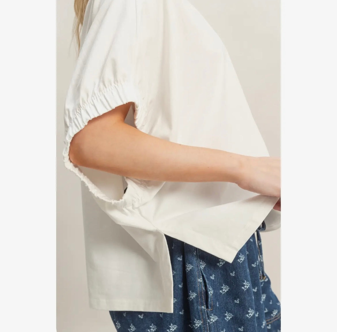 Cotton Boat Neck Dolman Top | Off Shoulder Flutter Sleeve Blouse