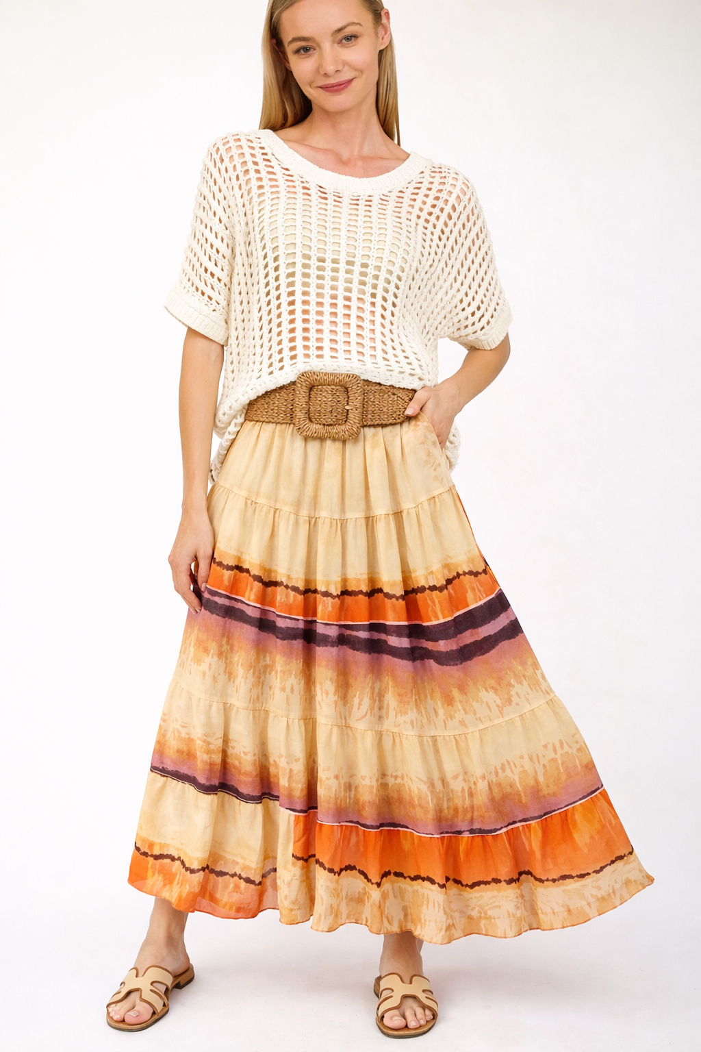 Sunset Sands Tiered Boho Maxi Skirt
