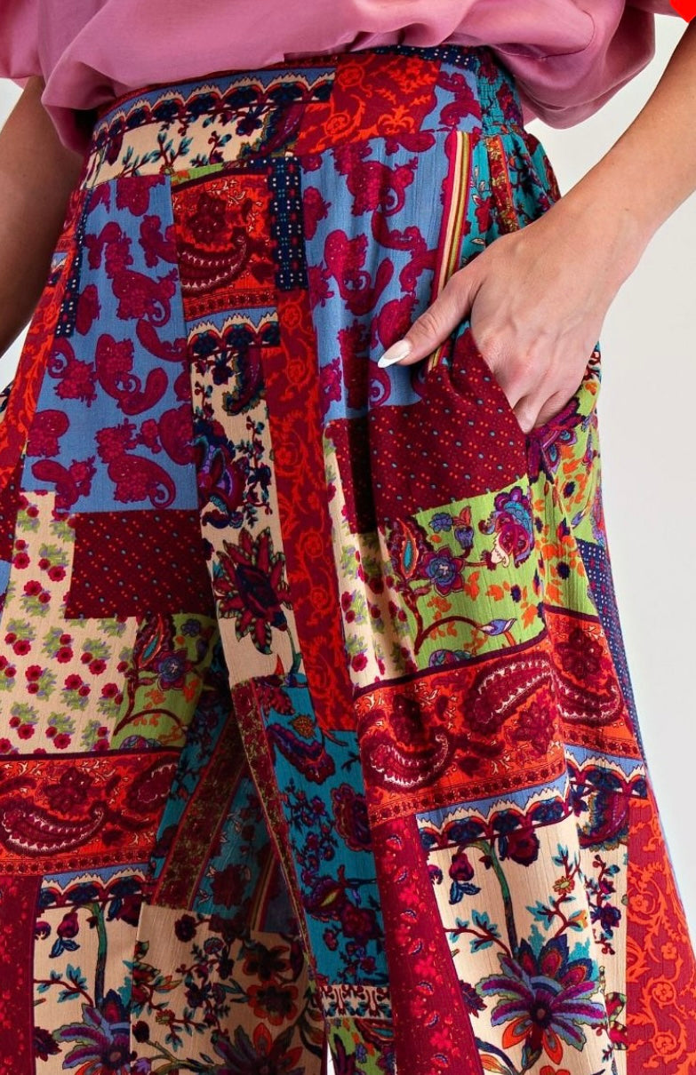 The Boho Patchwork Palazzo Pants