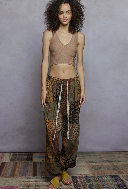 Wild Child, Multi Print patchwork joggers